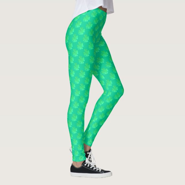 Kleeblatt Pattern St Patricks Day Light Green Girl Leggings (Rechts)