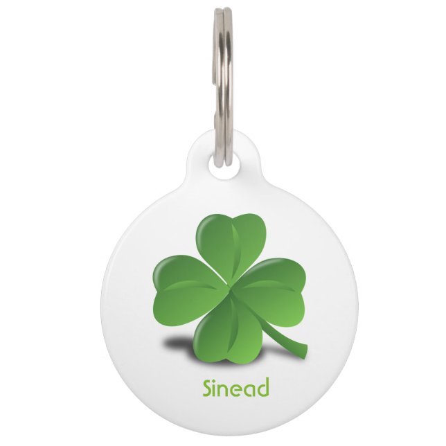 Kleeblatt-personalisierte St Patrick Haustiermarke (Vorderseite)