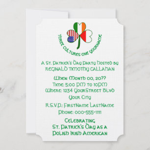 Kleeblatt Polen Irland USA Flagge Text anpassen Einladung