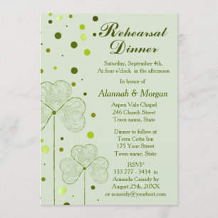Kleeblatt Polka Dots Hochzeit Probe Abendessen 2 Einladung