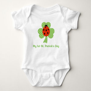 Kleeblatt Polka dots Ladybug 1. St. Patricks Day Baby Strampler