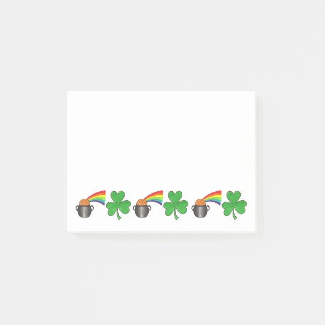 Kleeblatt Rainbow Pot of Gold St Patrick's Day Post-it Klebezettel (Vorderseite)