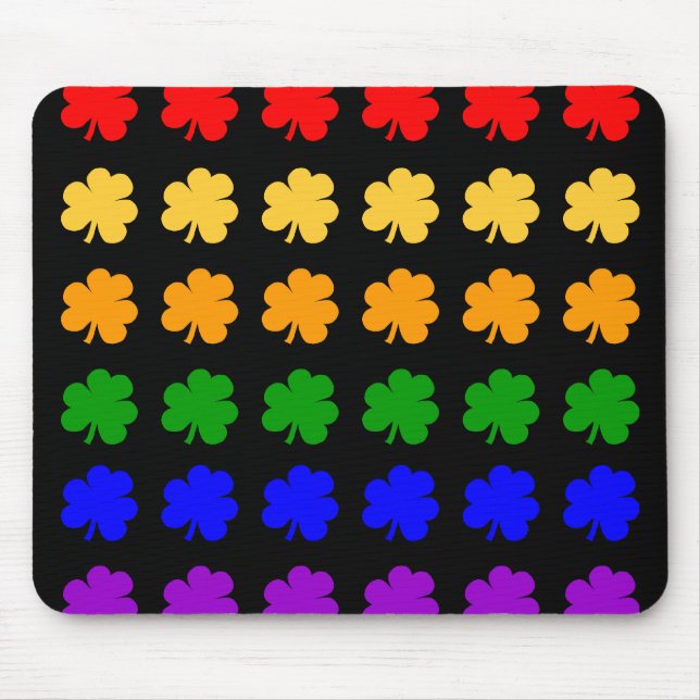 Kleeblatt-Regenbogen-Mausunterlage Mousepad (Vorne)