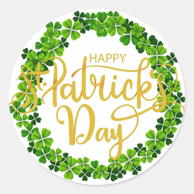 Kleeblatt Ring - Happy St. Patrick's Day Runder Aufkleber (Vorderseite)
