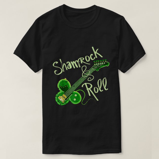Kleeblatt Roll Ireland Clover Guitar St Patricks D T-Shirt (Design vorne)