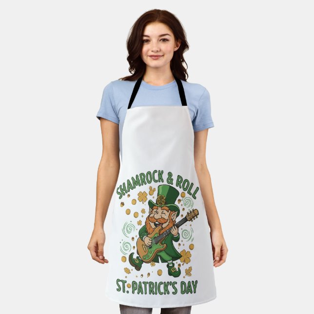 Kleeblatt & Roll Kobold | Lustiger St. Patrick's Schürze (Getragen)