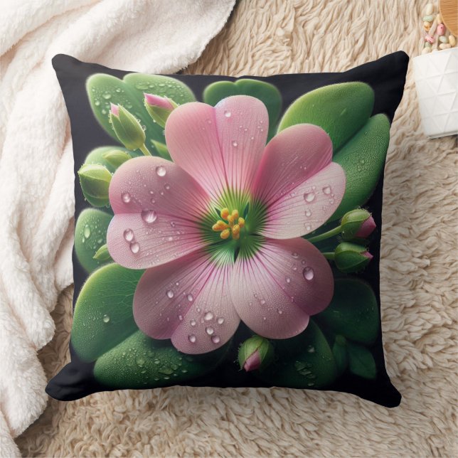 Kleeblatt, Rosa und grüne Oxalis Kissen (Decke)