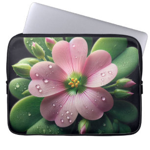 Kleeblatt, Rosa und grüne Oxalis Laptopschutzhülle