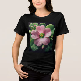 Kleeblatt, Rosa und grüne Oxalis Tri-Blend Shirt