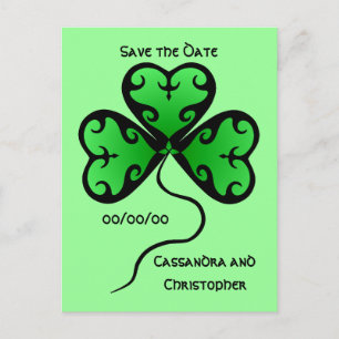 Kleeblatt Save the Date Ankündigungspostkarte