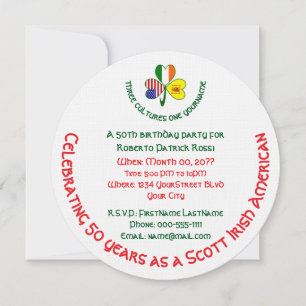 Kleeblatt-Schottischer-Löwe-Irland-USA-Flaggen-Geb Einladung