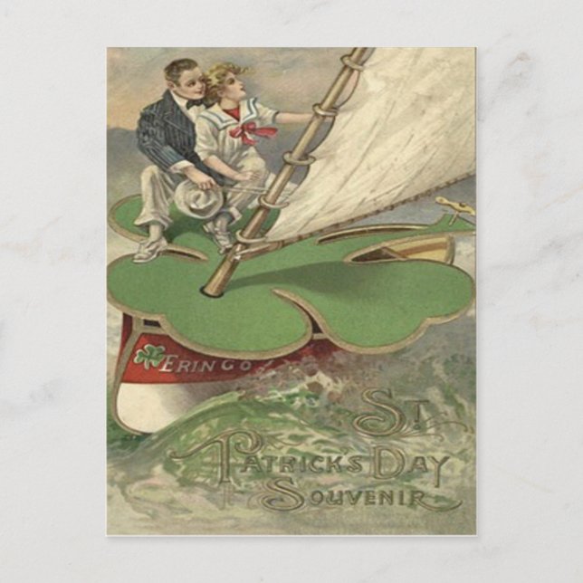 Kleeblatt-Segelboot-Paar-Segeln Postkarte (Vorderseite)