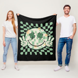 Kleeblatt Smile Face Funny St Patrick's Day Fleecedecke