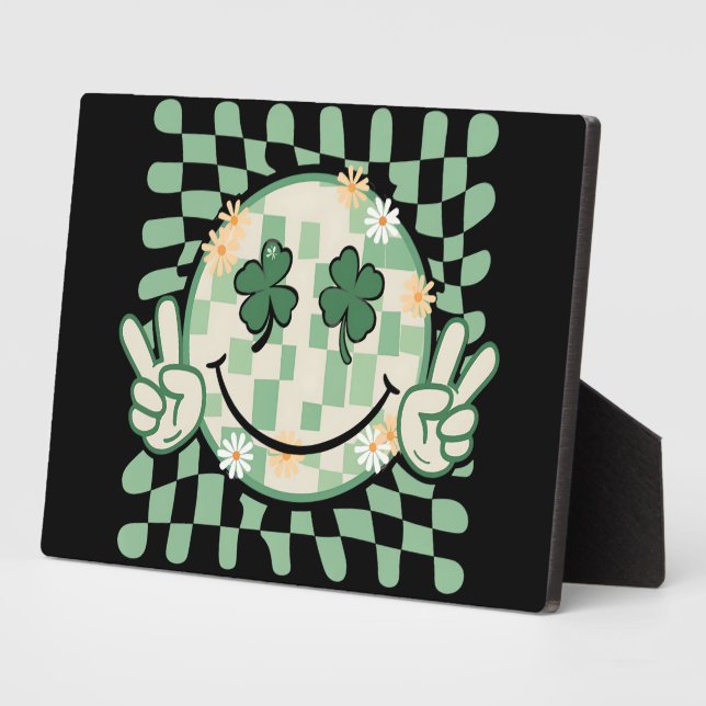 Kleeblatt Smile Face Funny St Patrick's Day Fotoplatte (Seite)