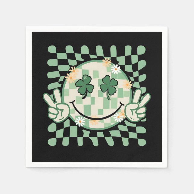 Kleeblatt Smile Face Funny St Patrick's Day Serviette (Vorderseite)