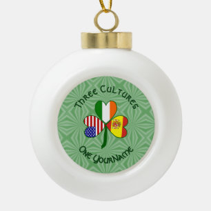 Kleeblatt Spanien Irland USA Flaggen Keramik Kugel-Ornament