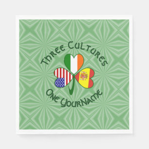 Kleeblatt Spanien Irland USA Flaggen Serviette