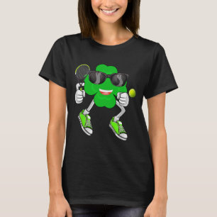Kleeblatt spielt Tennis Koboldhut St. Patrick T-Shirt