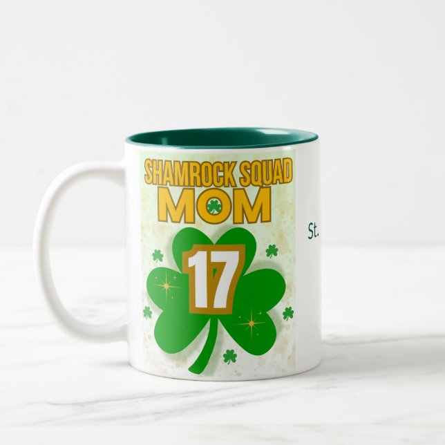 Kleeblatt Squad Mama - St. Patrick's Day 2025 Zweifarbige Tasse (Links)