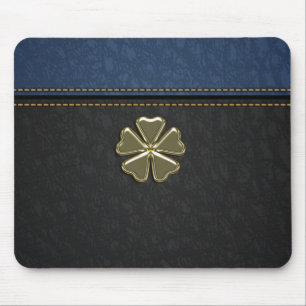 Kleeblatt St.Patrick`s Day, Blauer Leder Mousepad