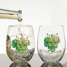 Kleeblatt ST Patrick Weinglas Ohne Stiel