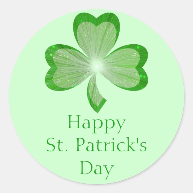 Kleeblatt "St Patrick's Day" Aufkleber rund grün (Vorderseite)