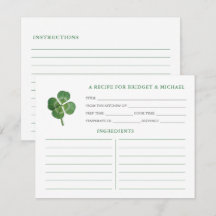 Kleeblatt St. Patrick's Day Brautparty Rezeptkarte