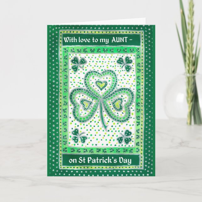 Kleeblatt St Patrick's Day Card für eine Tante Karte (Vorderseite)
