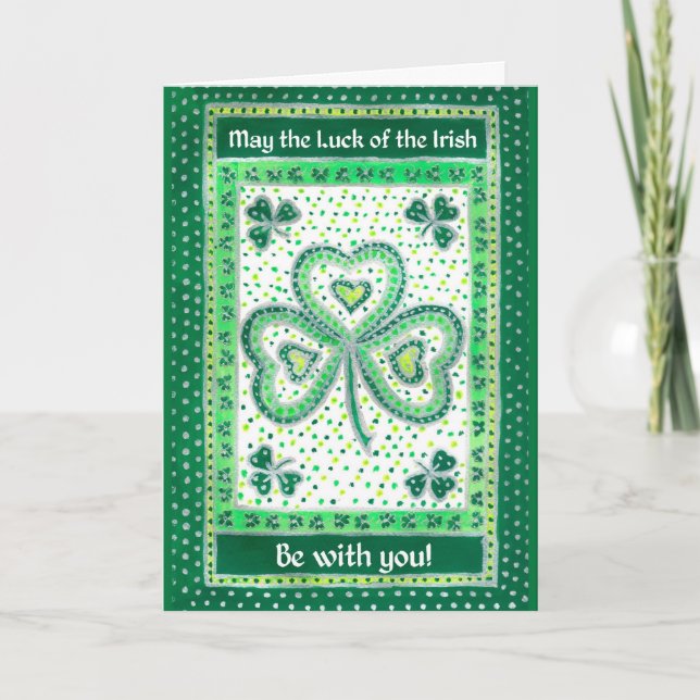 Kleeblatt St Patrick's Day Card "Luck of the Irish Karte (Vorderseite)