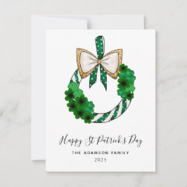 Kleeblatt st Patrick's Day Kranz Glitzer modern Feiertagskarte