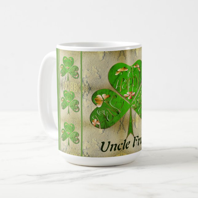 Kleeblatt St. Patrick's Leprechaun Tasse (Vorderseite Links)