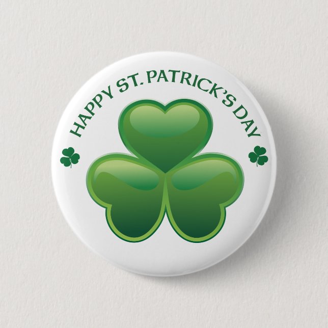 Kleeblatt St. Patricks Tages Button (Vorderseite)