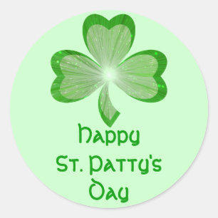 Kleeblatt "St Patty's Day" Aufkleber rund grün