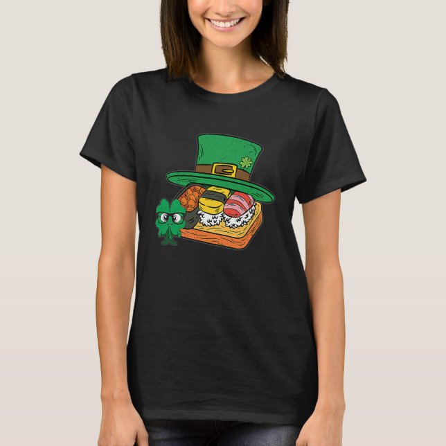 Kleeblatt Sushi St Patricks Day Japanische Lebensm T-Shirt (Vorderseite)