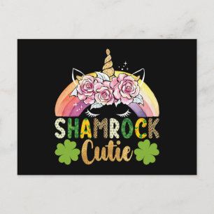 Kleeblatt Süsse Unicorn Rainbow St Patricks Day Postkarte