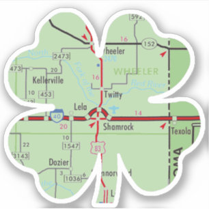Kleeblatt Texas Clover Map Aufkleber