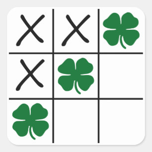 Kleeblatt Tic Tac Toe Quadratischer Aufkleber