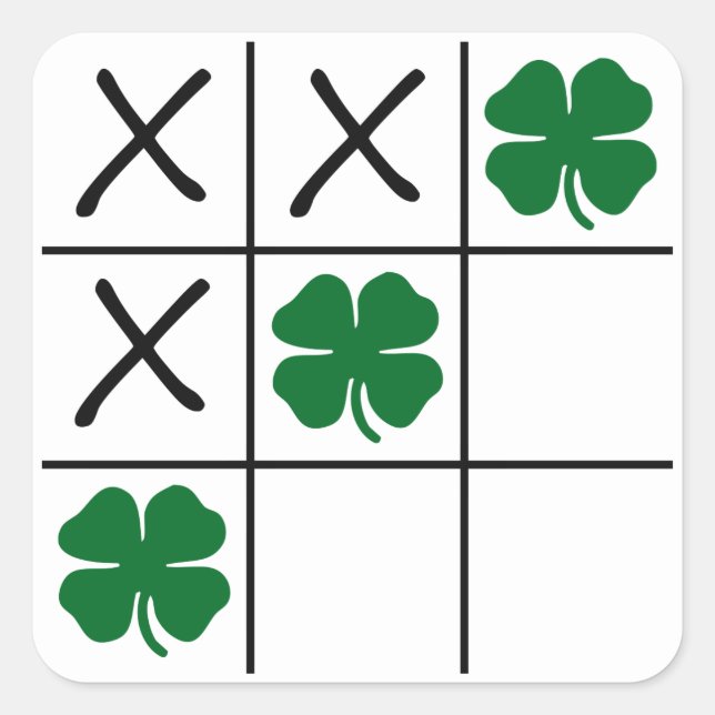 Kleeblatt Tic Tac Toe Quadratischer Aufkleber (Vorderseite)