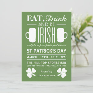 Kleeblatt und Bier Irish St Patrick's Day Einladung