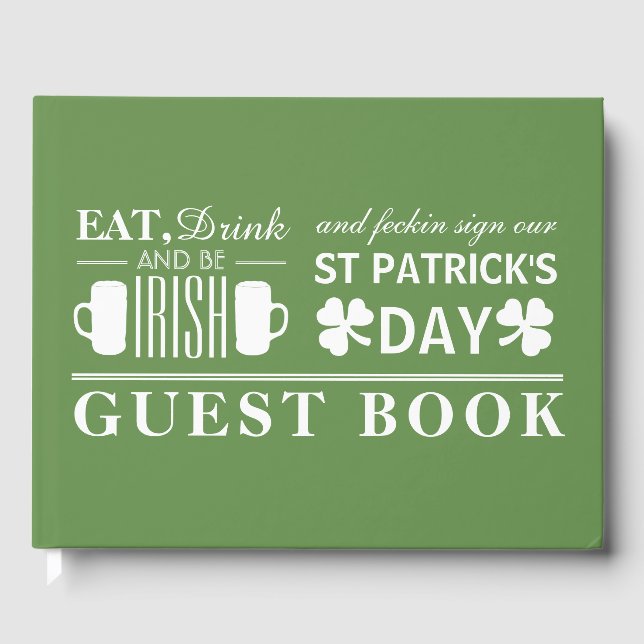 Kleeblatt und Bier Irish St Patrick's Day Gästebuch (Vorderseite)