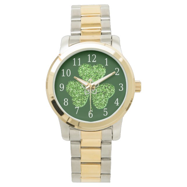 Kleeblatt- und Blume-Uhr für Glitzer Armbanduhr (Vorderseite)