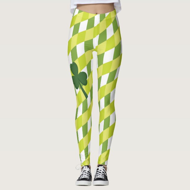 Kleeblatt und grüne Streifen - irisch für einen Ta Leggings (Vorderseite)