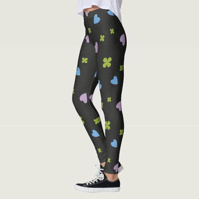 Kleeblatt- und Herzmuster Leggings (Links)
