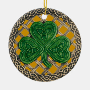 Kleeblatt und keltische Knospen Ornament Gold