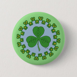 Kleeblatt und Knüpfarbeit Button