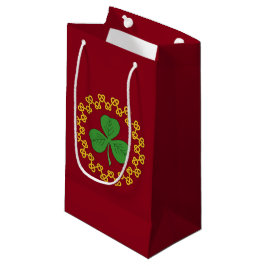 Kleeblatt und Knüpfarbeit in Rot Kleine Geschenktüte
