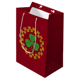 Kleeblatt und Knüpfarbeit in Rot Mittlere Geschenktüte