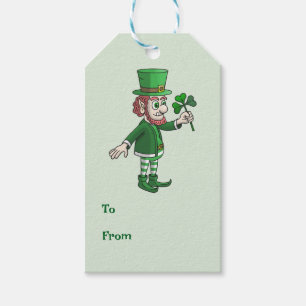 Kleeblatt und Leprechaun Geschenkanhänger