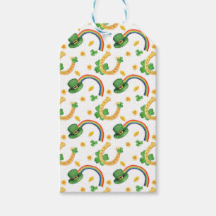 Kleeblatt- und Leprecherhut mit Regenbogenmuster Geschenkanhänger