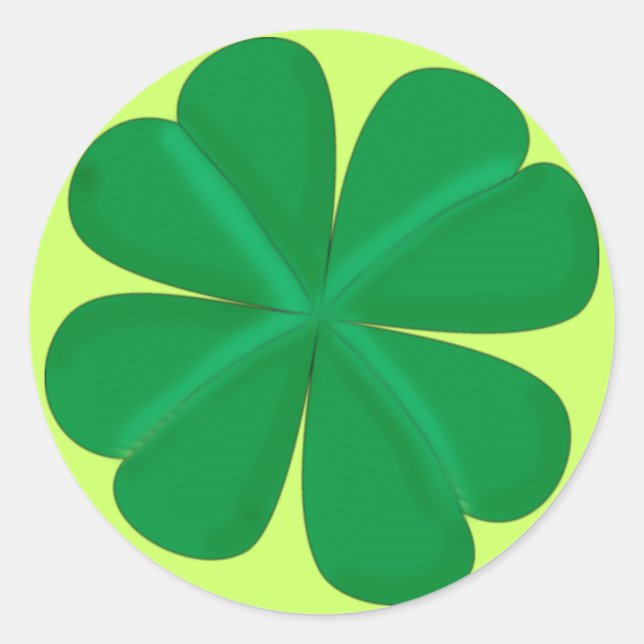 Kleeblatt vierblättrig Glücksbringer Runder Aufkleber (Vorderseite)